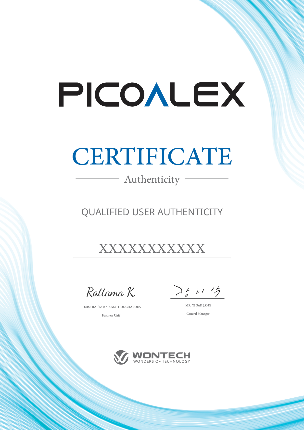 Picoalex Certificate