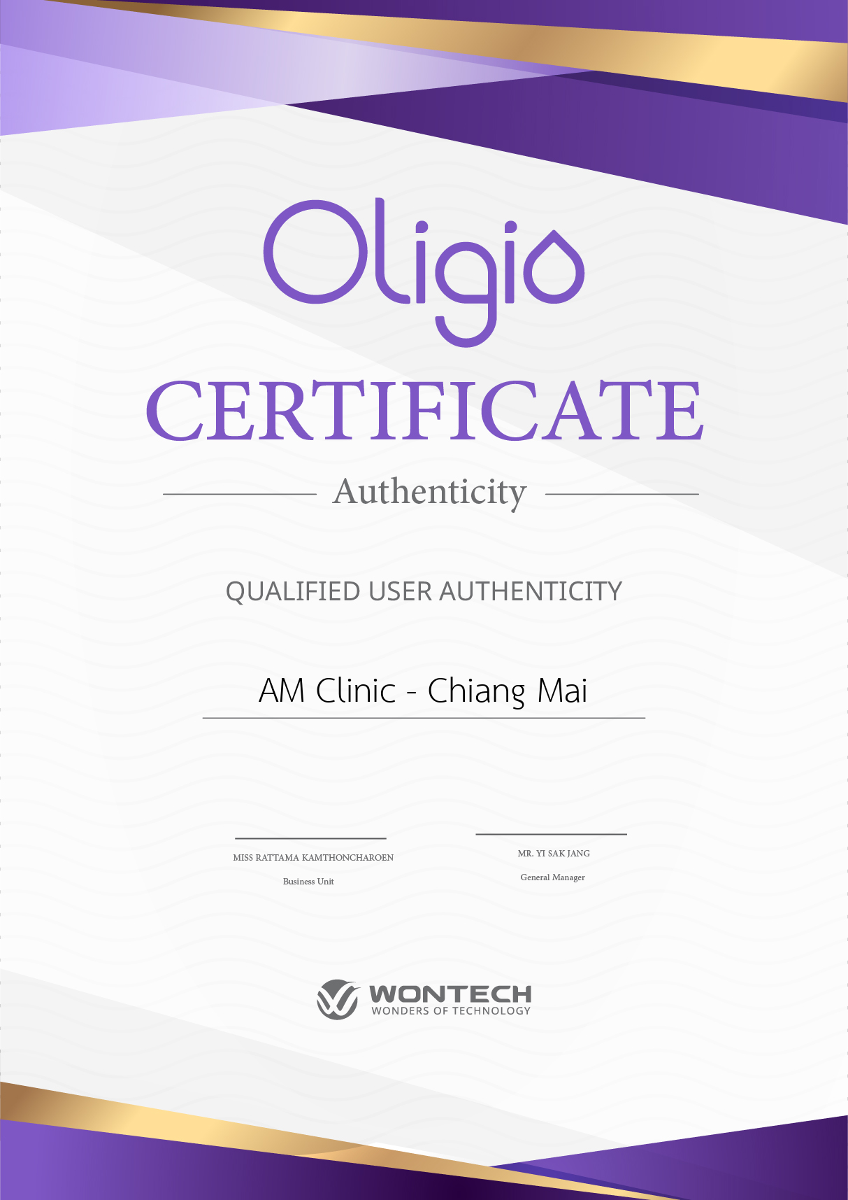 Certificate Oligio