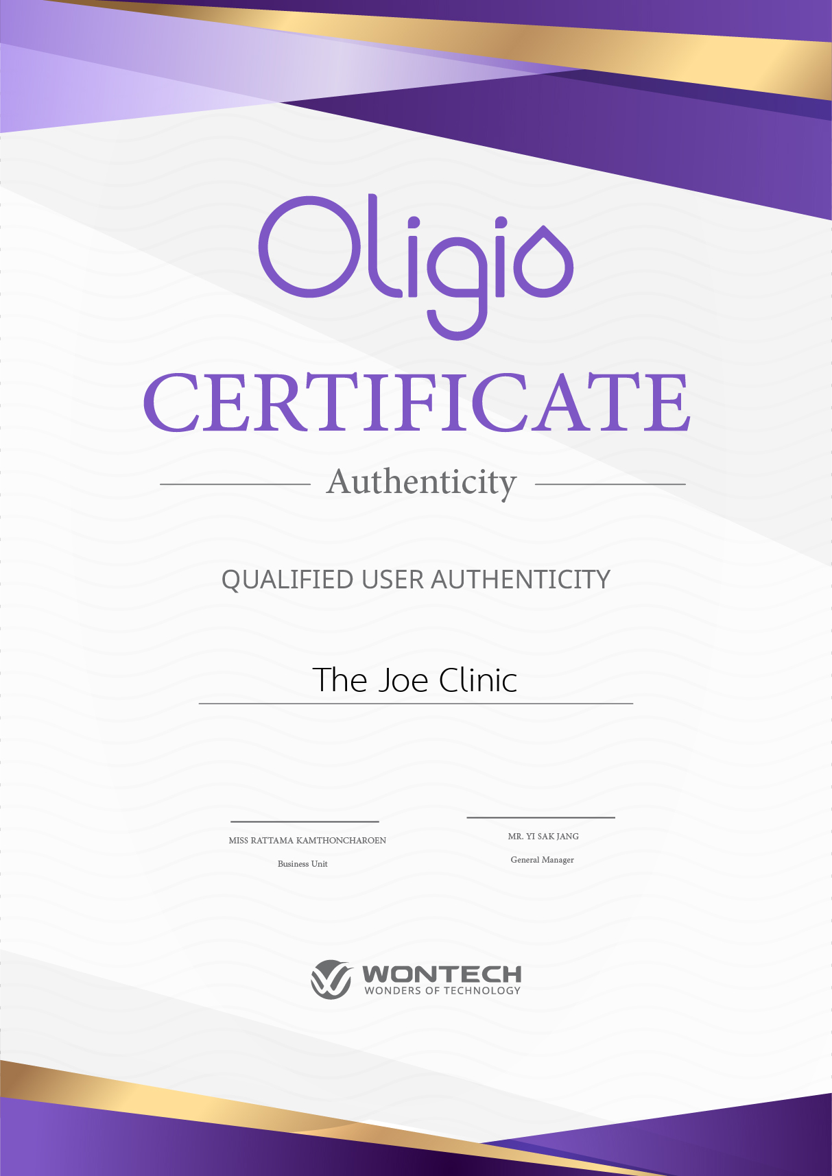 Certificate Oligio