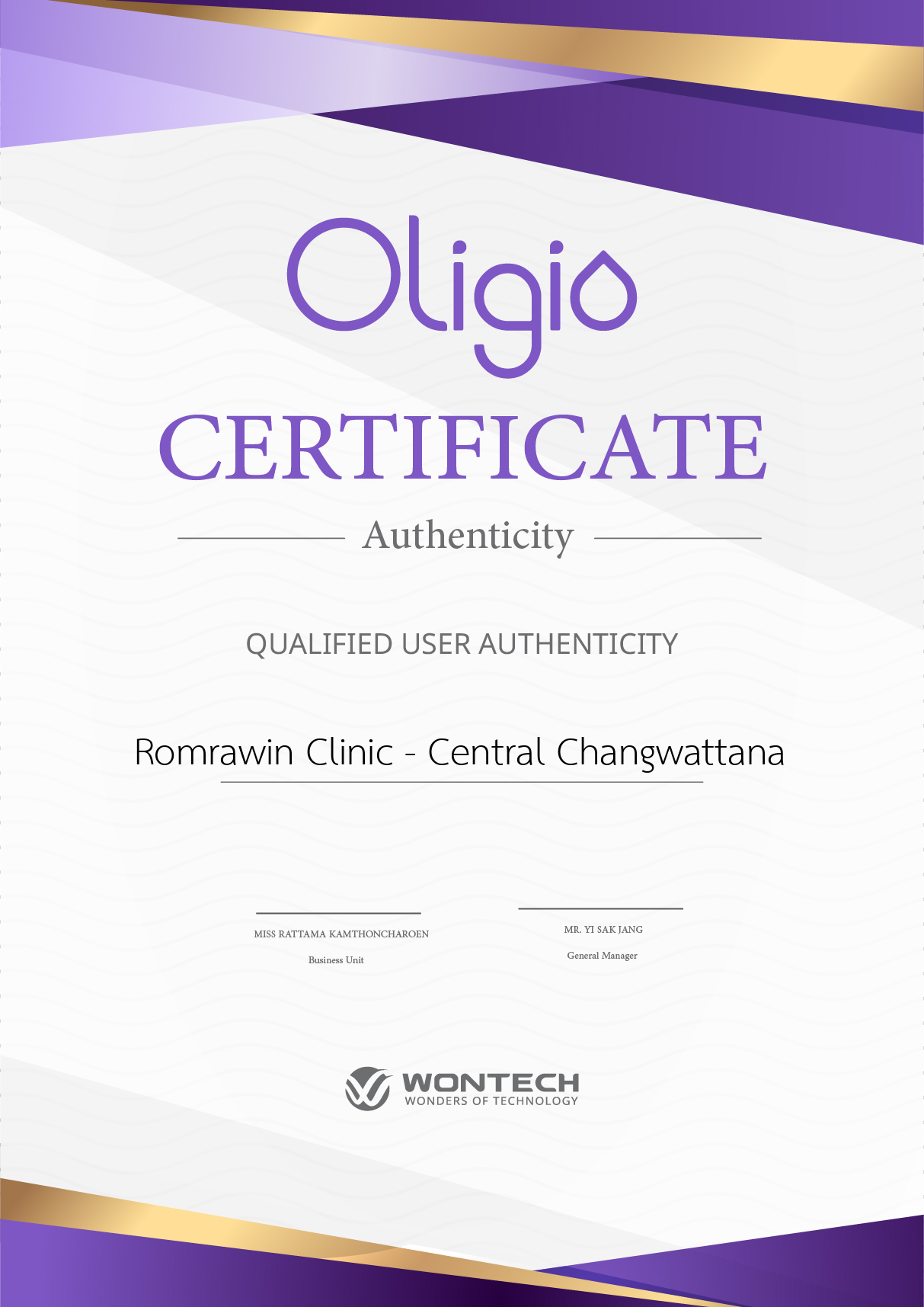 Certificate Oligio