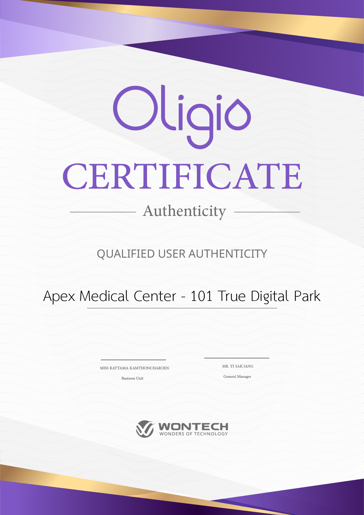 Certificate Oligio