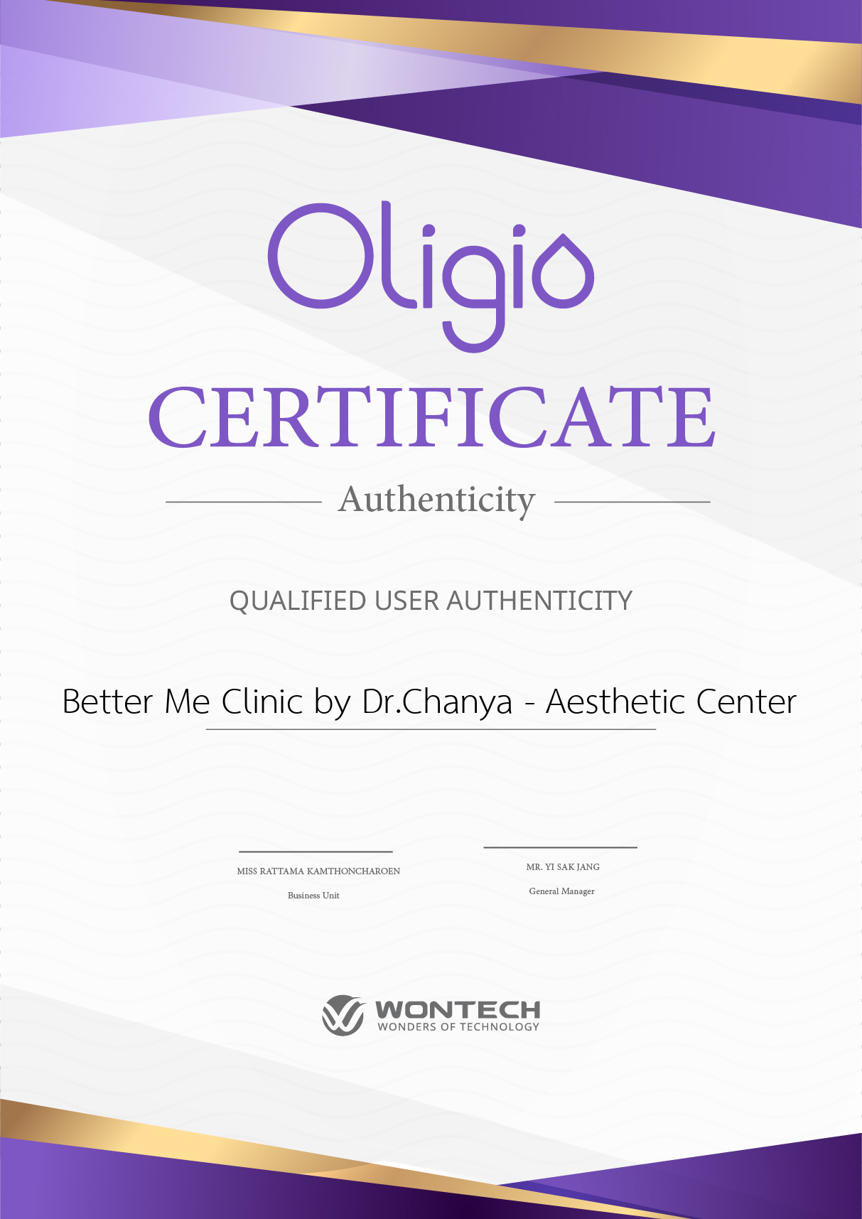 Certificate Oligio