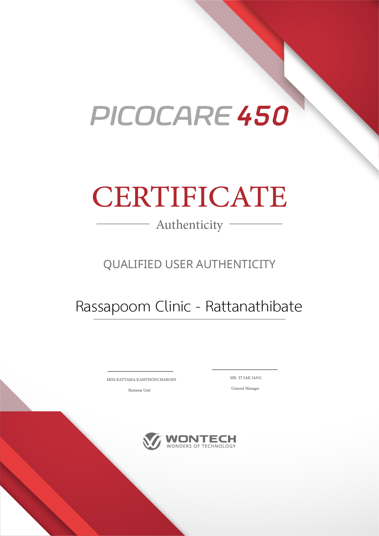Certificate Picocare450