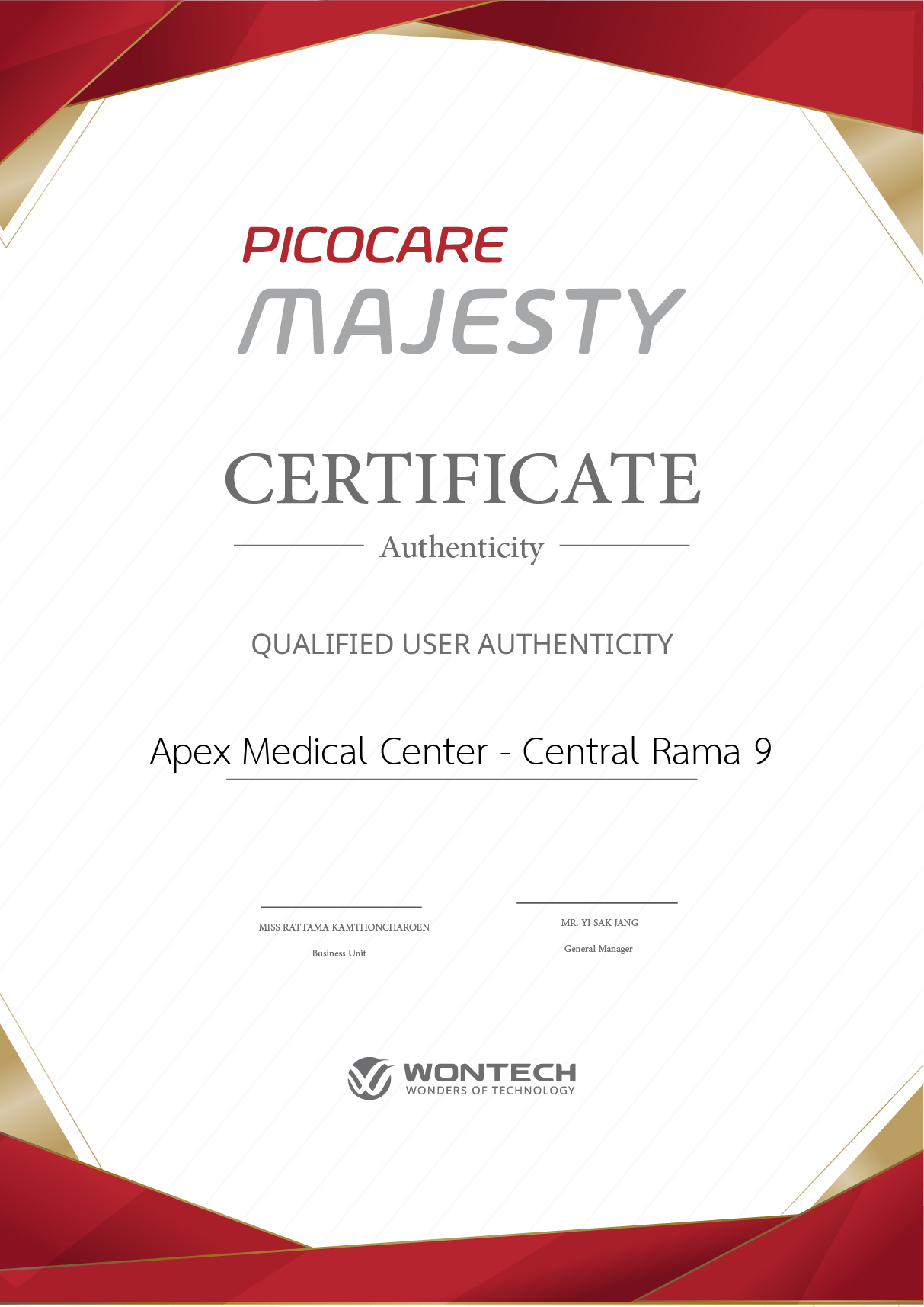 Certificate Picocare Majesty
