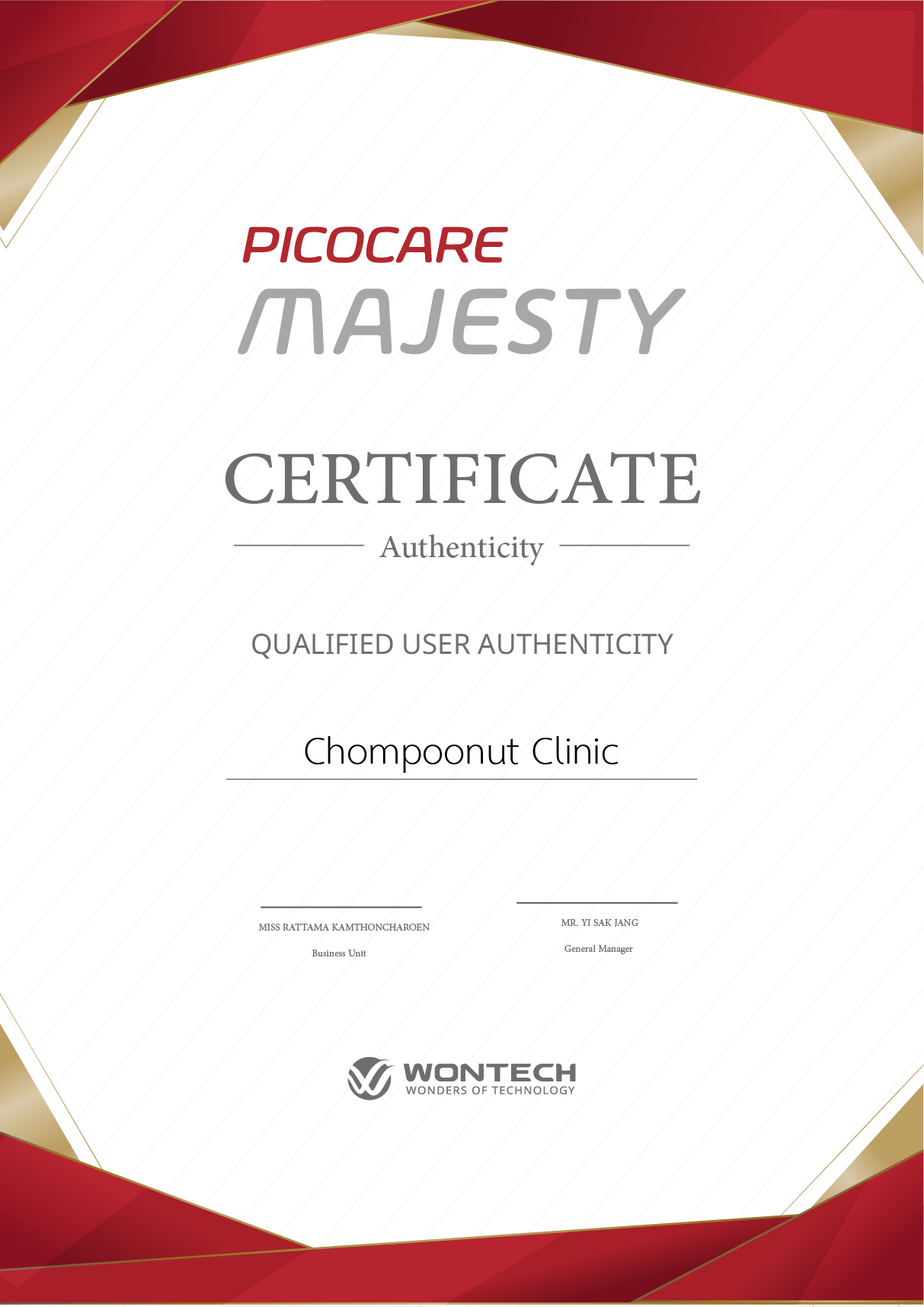 Certificate Picocare Majesty