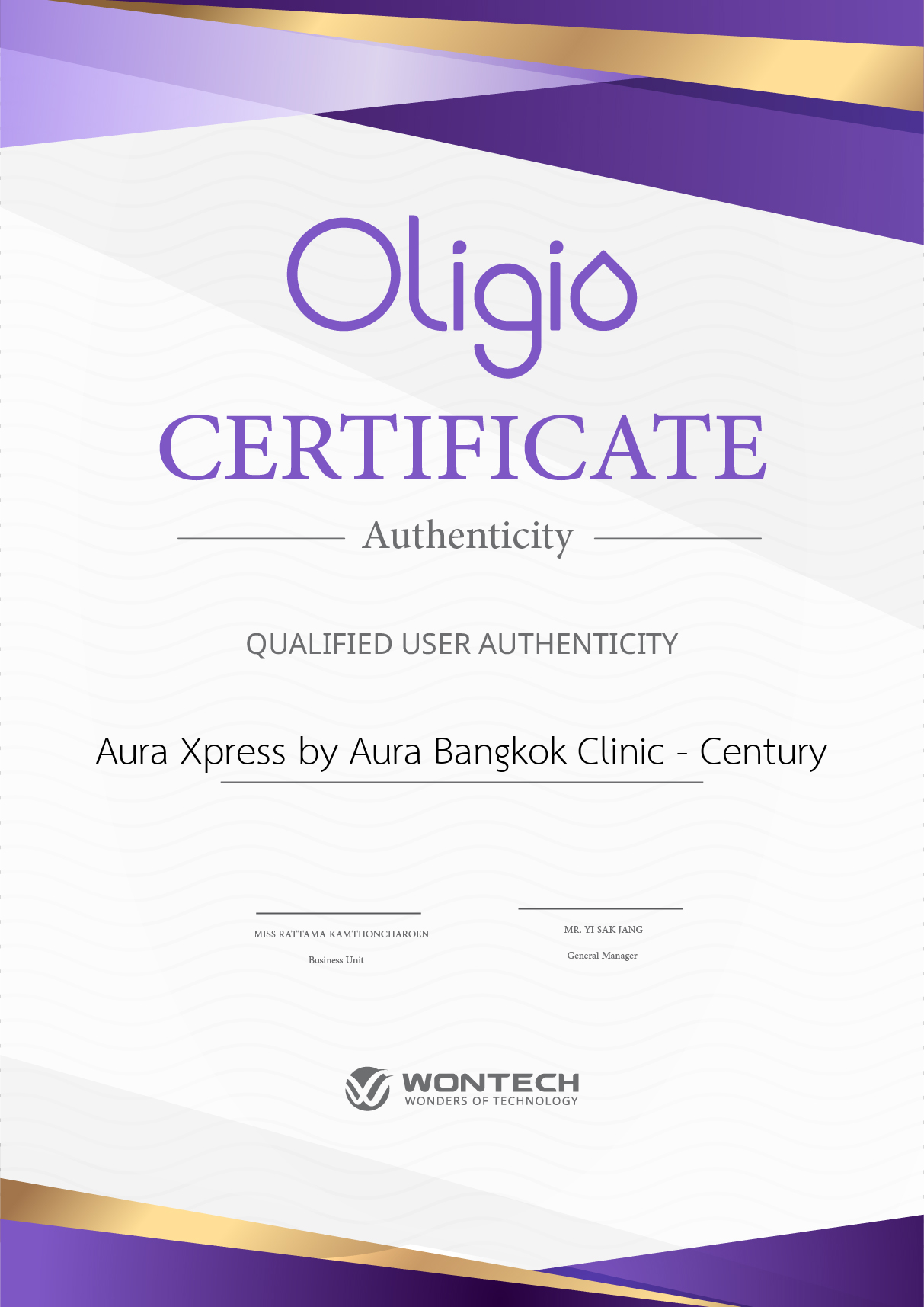 Certificate Oligio